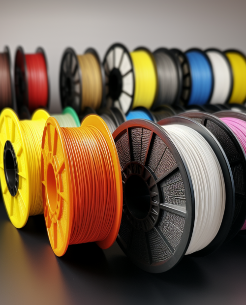 s1e1l9i7m_3dprinting_Filament_rolls_different_colours_photoreal_9bc3e392-2464-471f-ac61-14906a328ff2 (1)